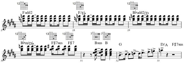 Recommended voicings for m.27-33 of #3a-What You Want Part 2
