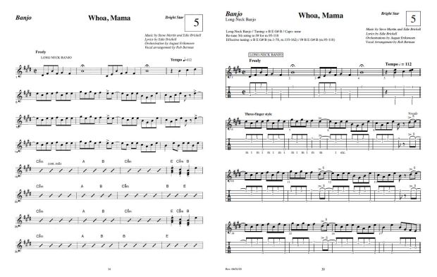 Example of page from original Bright Star Banjo book compared with re-transcription