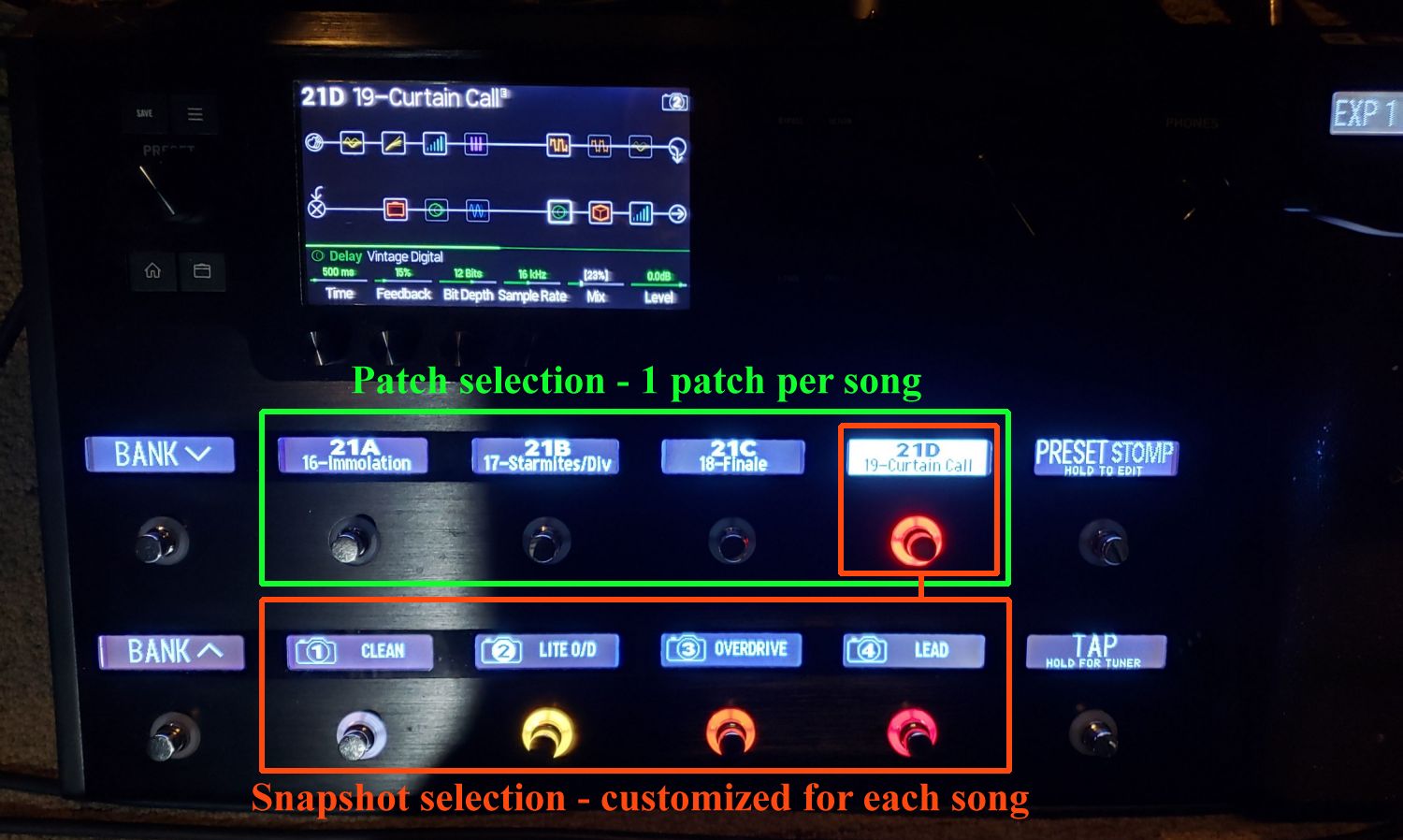 Line 6 Helix Patch/Snapshot Layout
