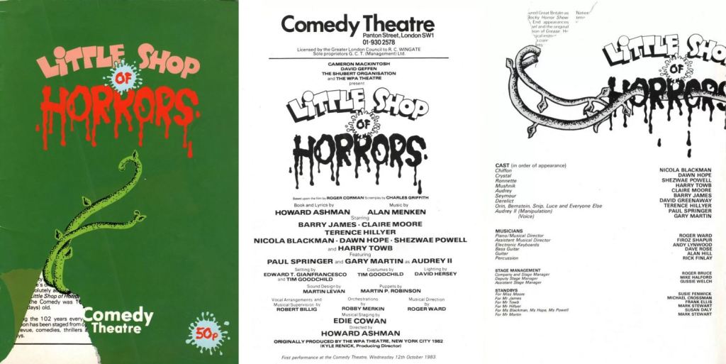 Pages from Little Shop of Horrors 1983 West End Playbill